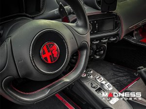 Alfa Romeo 4C Carbon Fiber Badge Cover Kit - Alfa Romeo Logo in Red